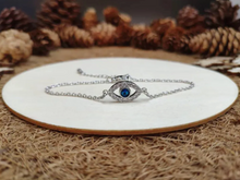 Load image into Gallery viewer, Silver Evil Eye Lobster Adjustable Clasp Bracelet
