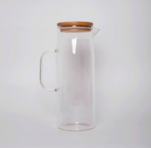 Load image into Gallery viewer, Small Slilm Glass Jug Pitcher with Bamboo Lid 1 Lt.
