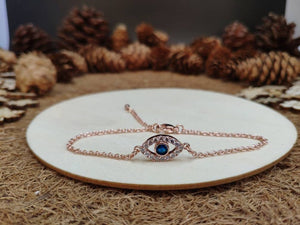 Rose Gold Evil Eye Lobster Adjustable Clasp Bracelet